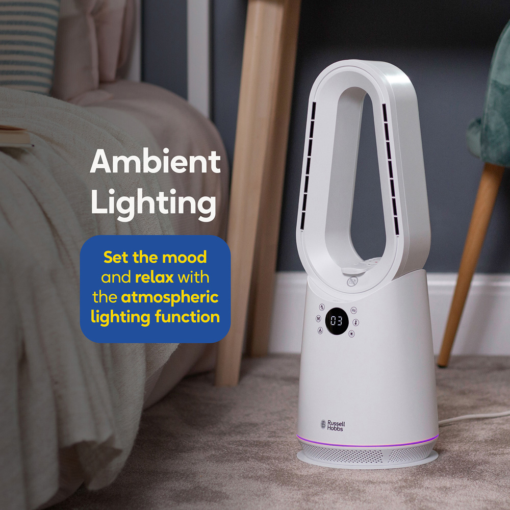 Russell Hobbs White Oscillating Bladeless Heat and Cool Fan with Remote Image 7
