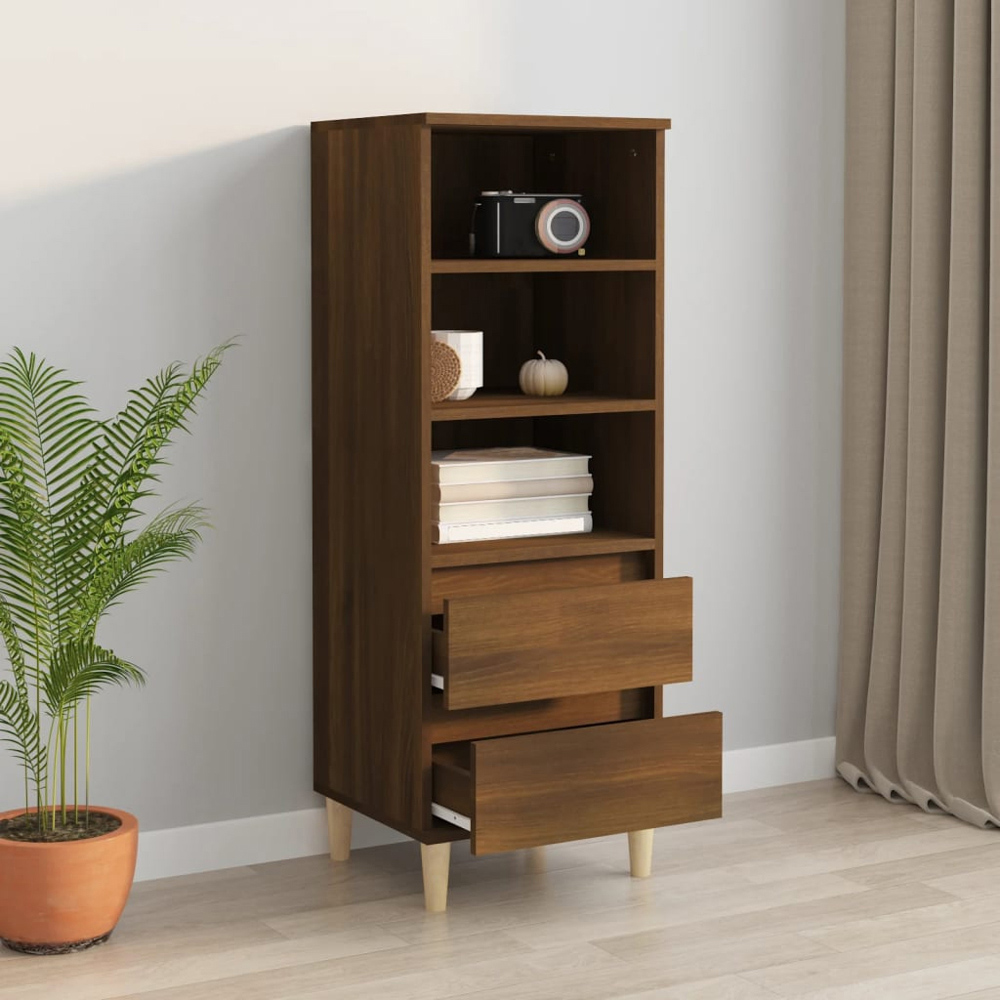 vidaXL 2 Drawer 3 Shelf Brown Oak Highboard Image 8