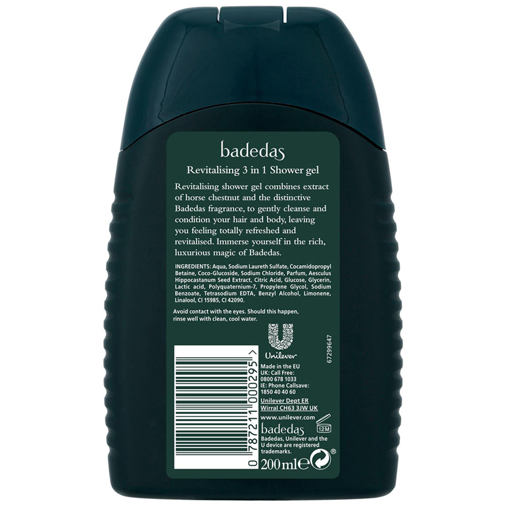 Badedas 3 in 1 Revitalising Shower Gel Shampoo and Conditioner 200ml 3 Pack Image 3