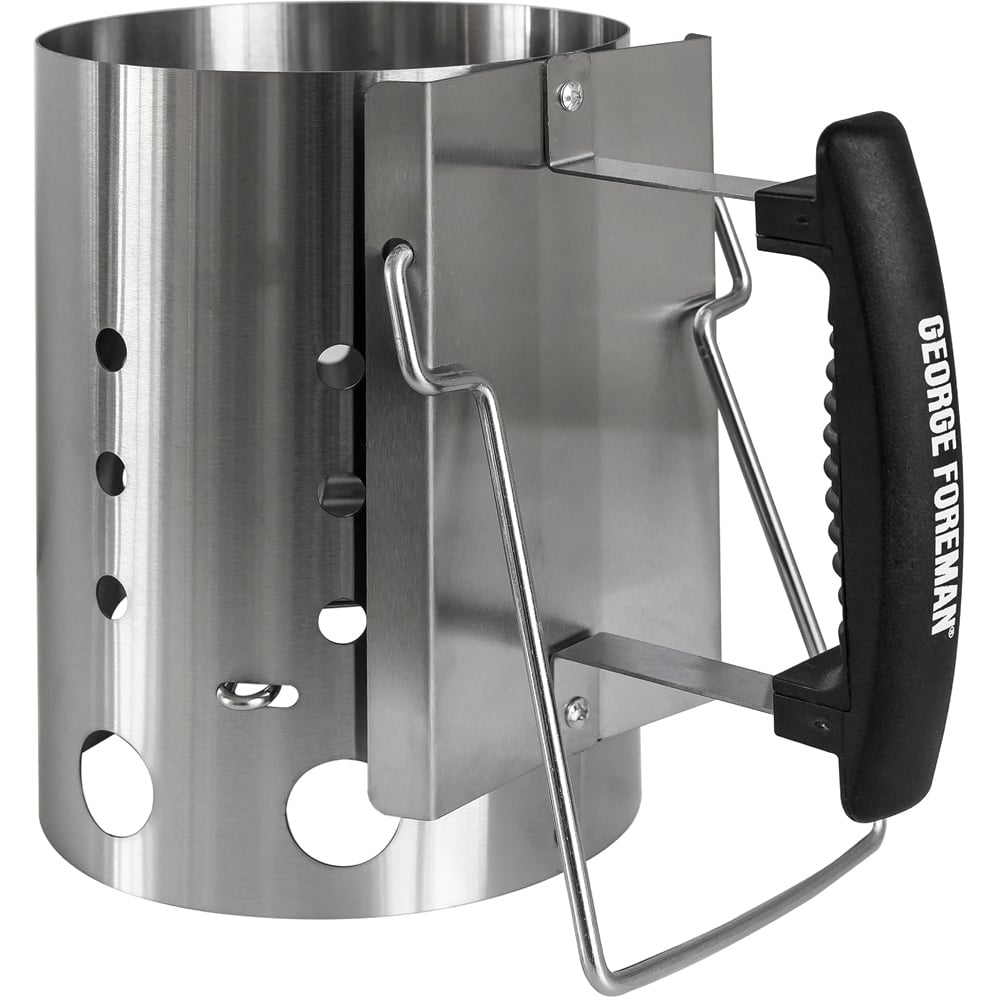 George Foreman Stainless Steel Quick Fire Compact Charcoal Chimney Starter Image 1