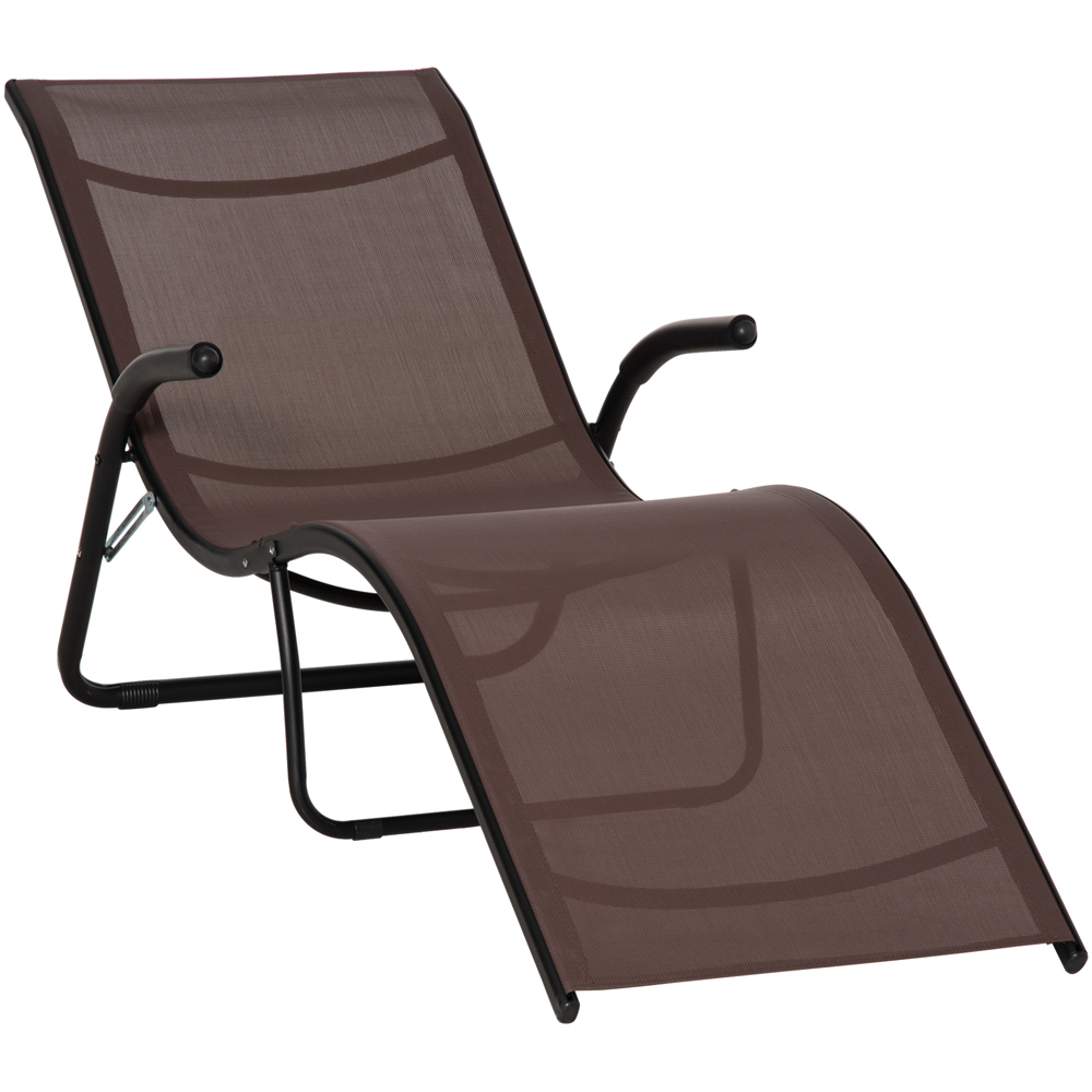 Outsunny Dark Brown Folding Recliner Sun Lounger Image 2