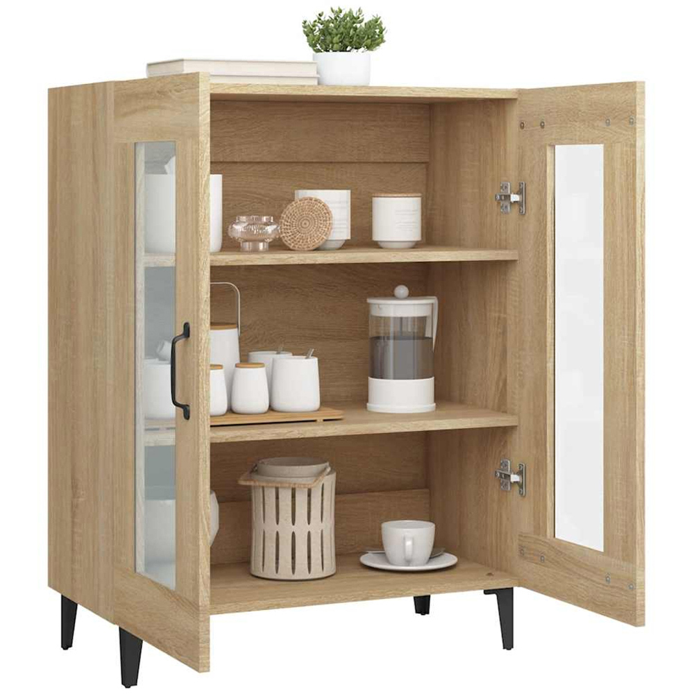 vidaXL 2 Glass Door Sonoma Oak Sideboard Image 5
