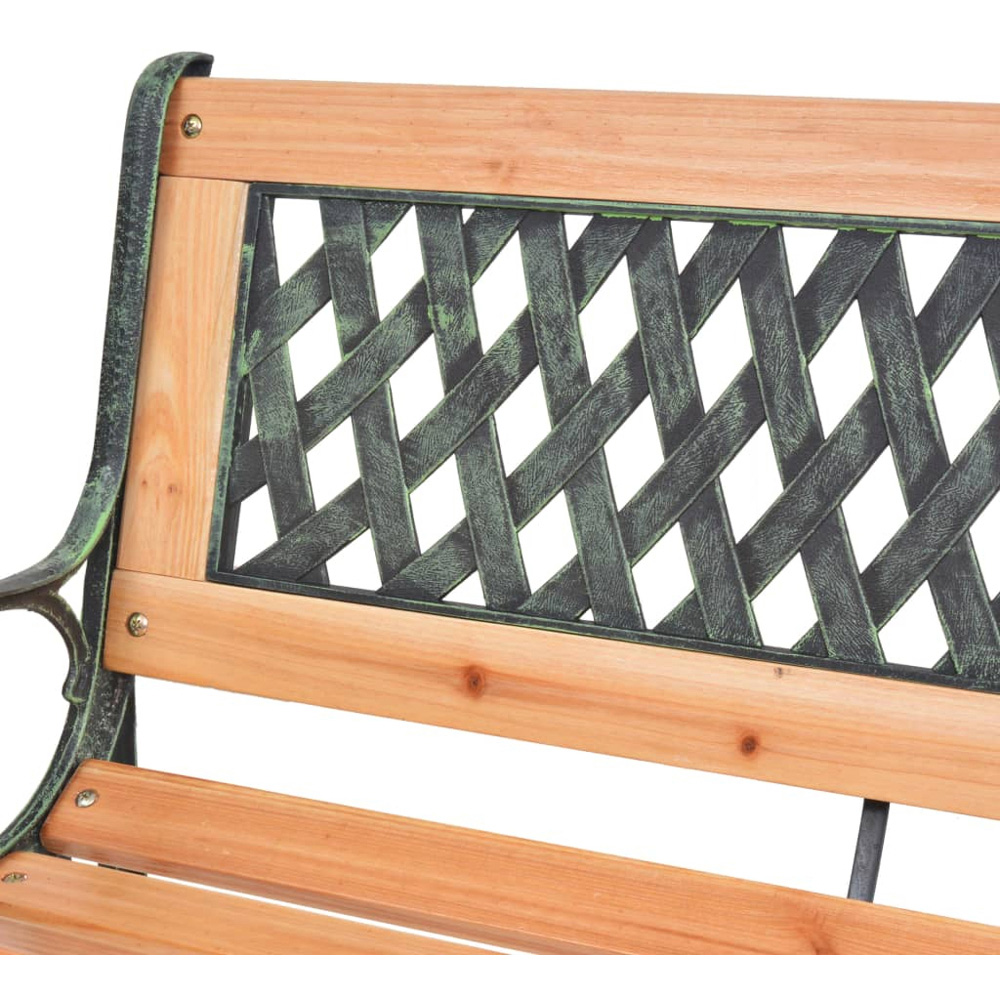 vidaXL Brown Cast Iron and Solid Wood Fir Cross Backrest Garden Bench 116cm Image 5