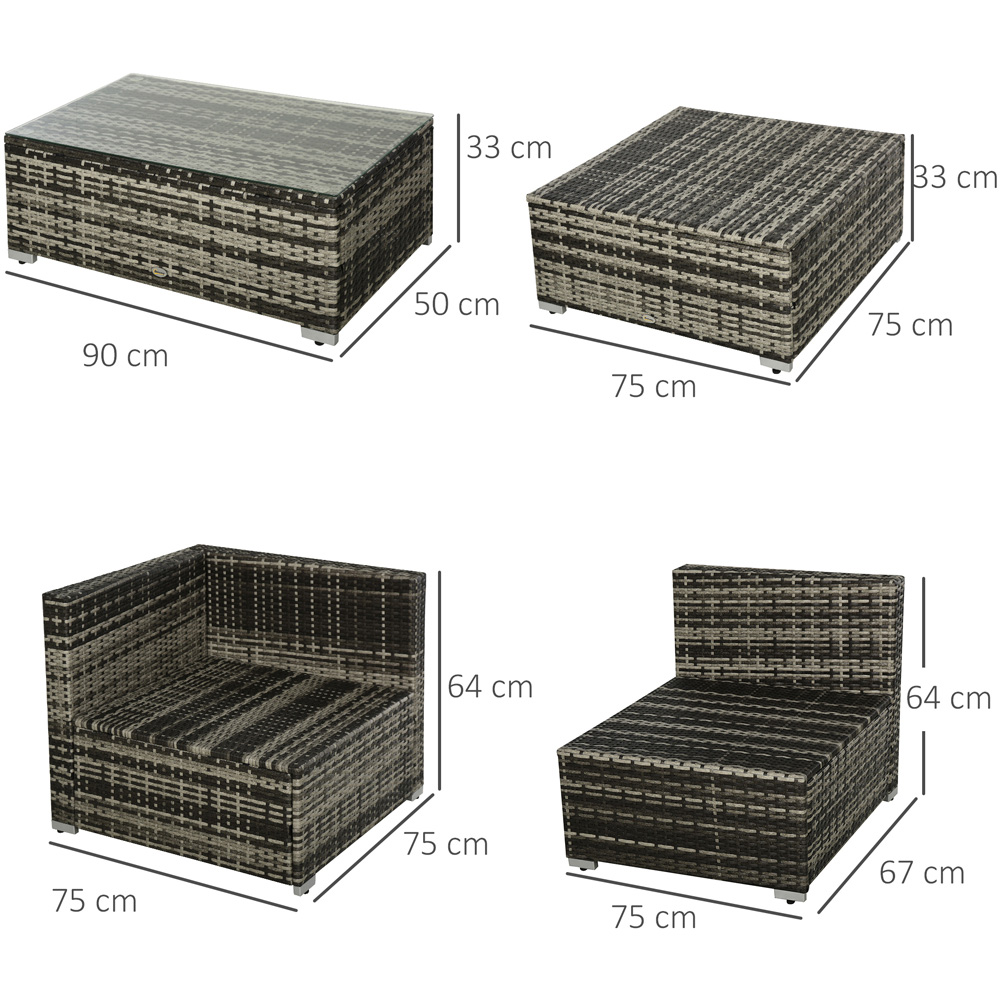 Outsunny 4 Seater Mixed Grey Rattan Sofa Lounge Set Image 7