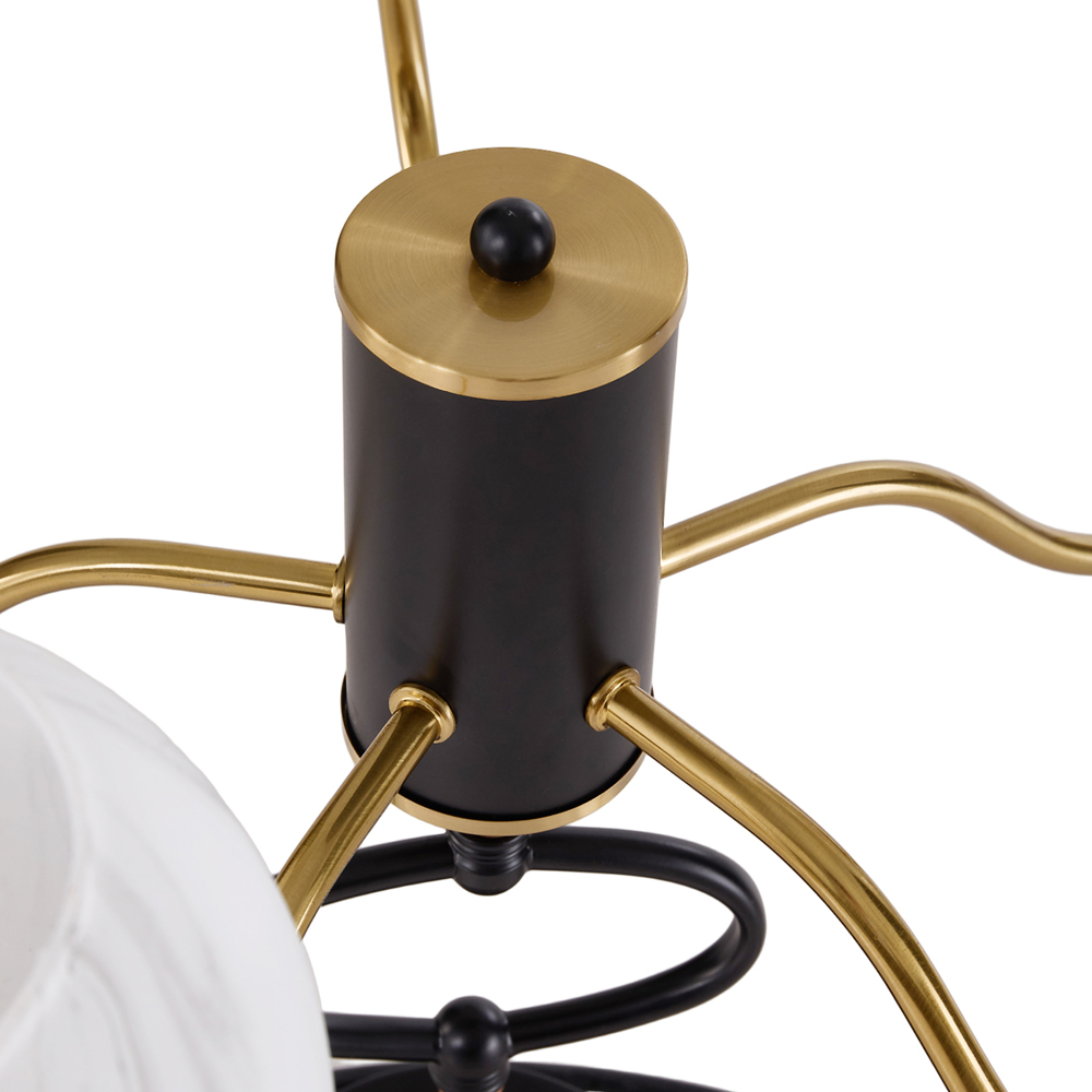 Living and Home Screw E27 Black and Gold 5 Marble Effect Glass Semi Flush Mount Ceiling Light Image 6