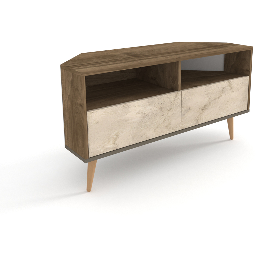 Decorotika Aura 2 Drawer 2 Shelf Walnut Travertine TV Unit Image 2
