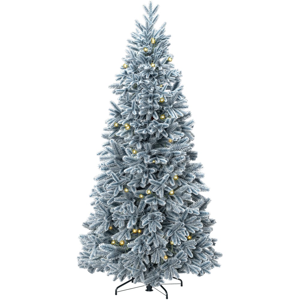 Charles Bentley Luxury Pre-Lit Faux Hinged Snowy Christmas Tree 6ft Image 1