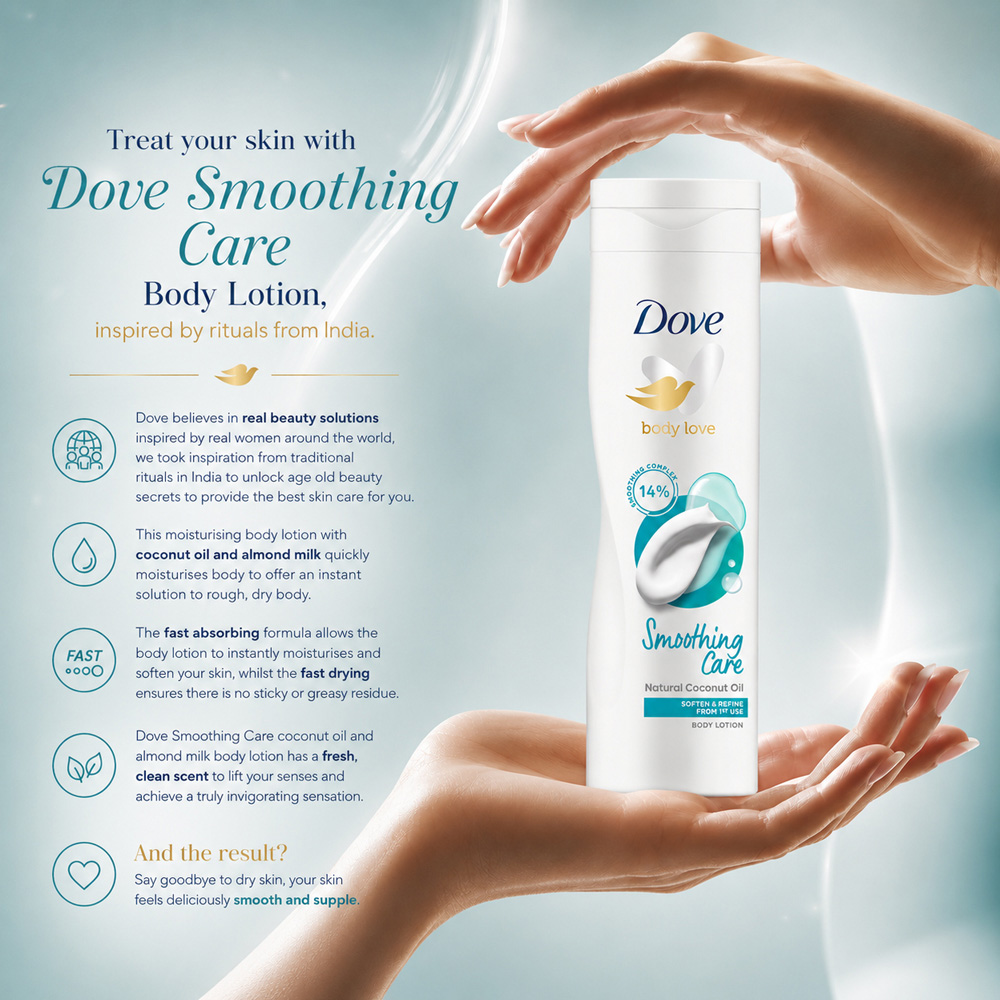 Dove Smoothing Care Natural Coconut Oil Soften and Refine Body Lotion 250ml 6 Pack Image 8