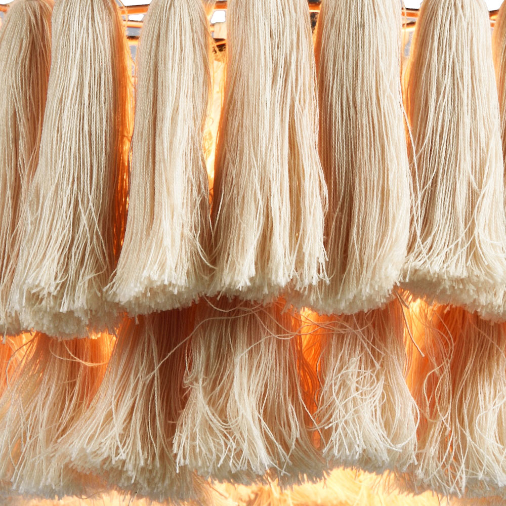 Happy Homewares Rose Gold Frame Shabby Chic Double Tier Cotton Tassels Pendant Shade Image 6