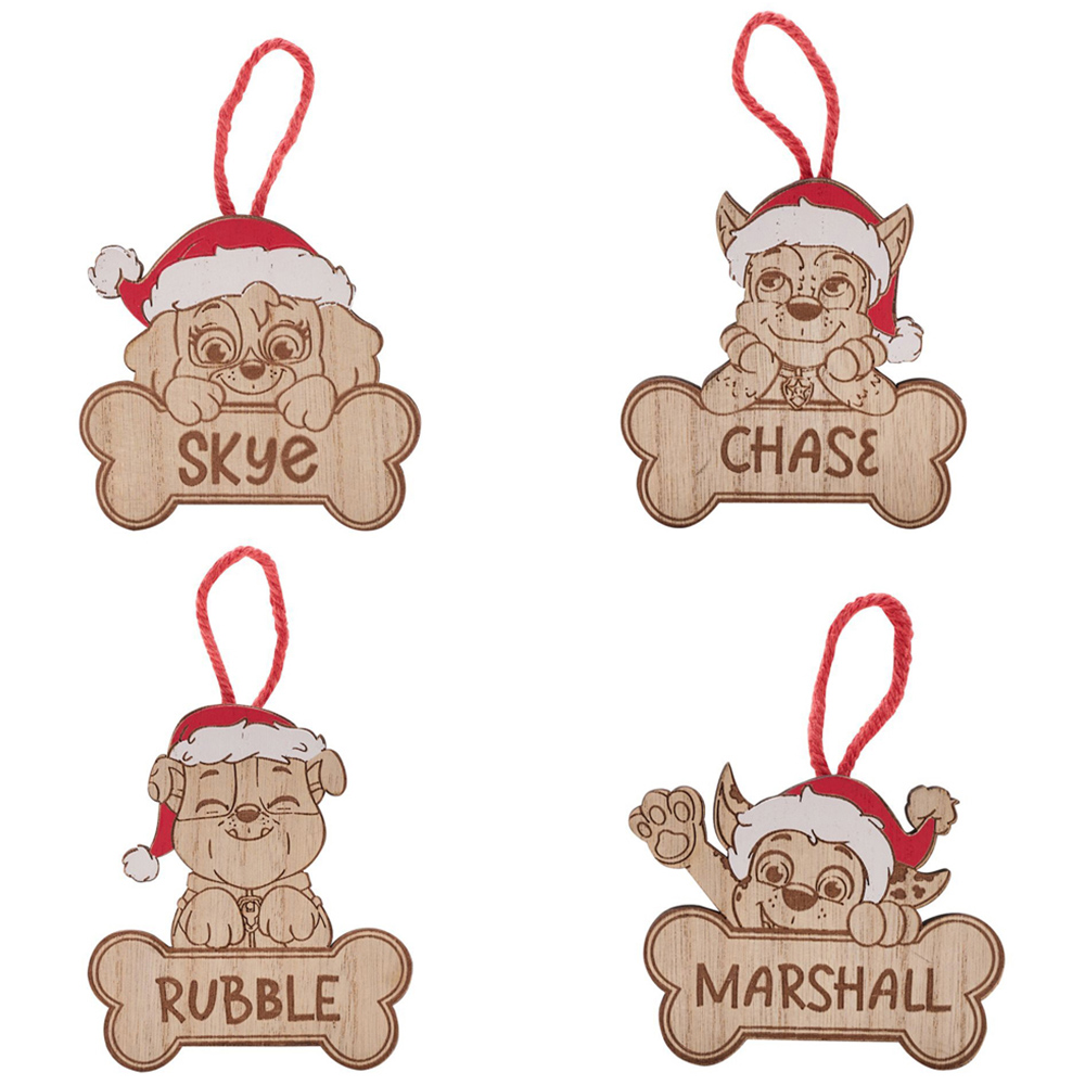 Paw Patrol Character Wooden Hanging Decoration 4 Pack Wilko
