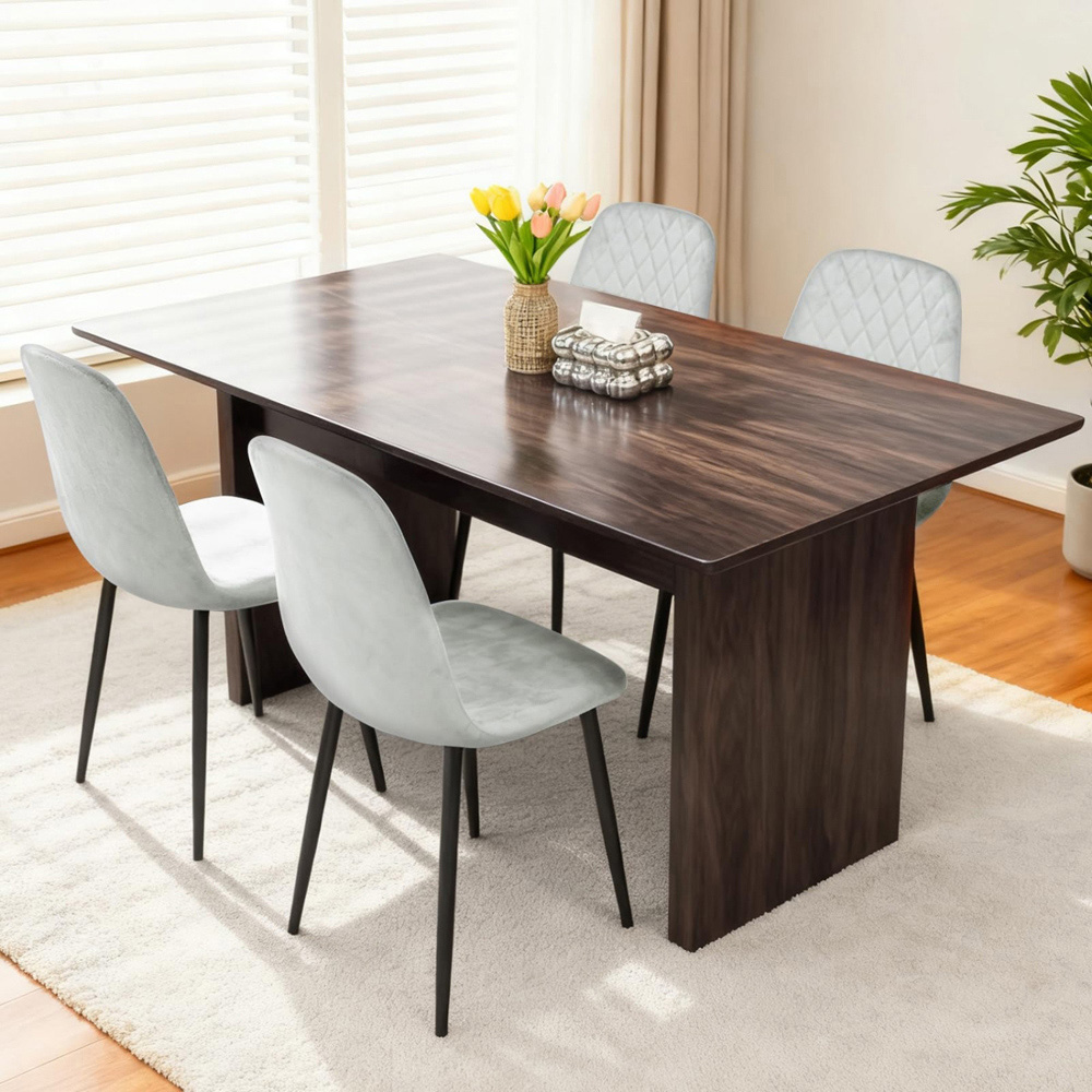 Alivio Set of 4 Grey Velvet Dining Chair Image 2