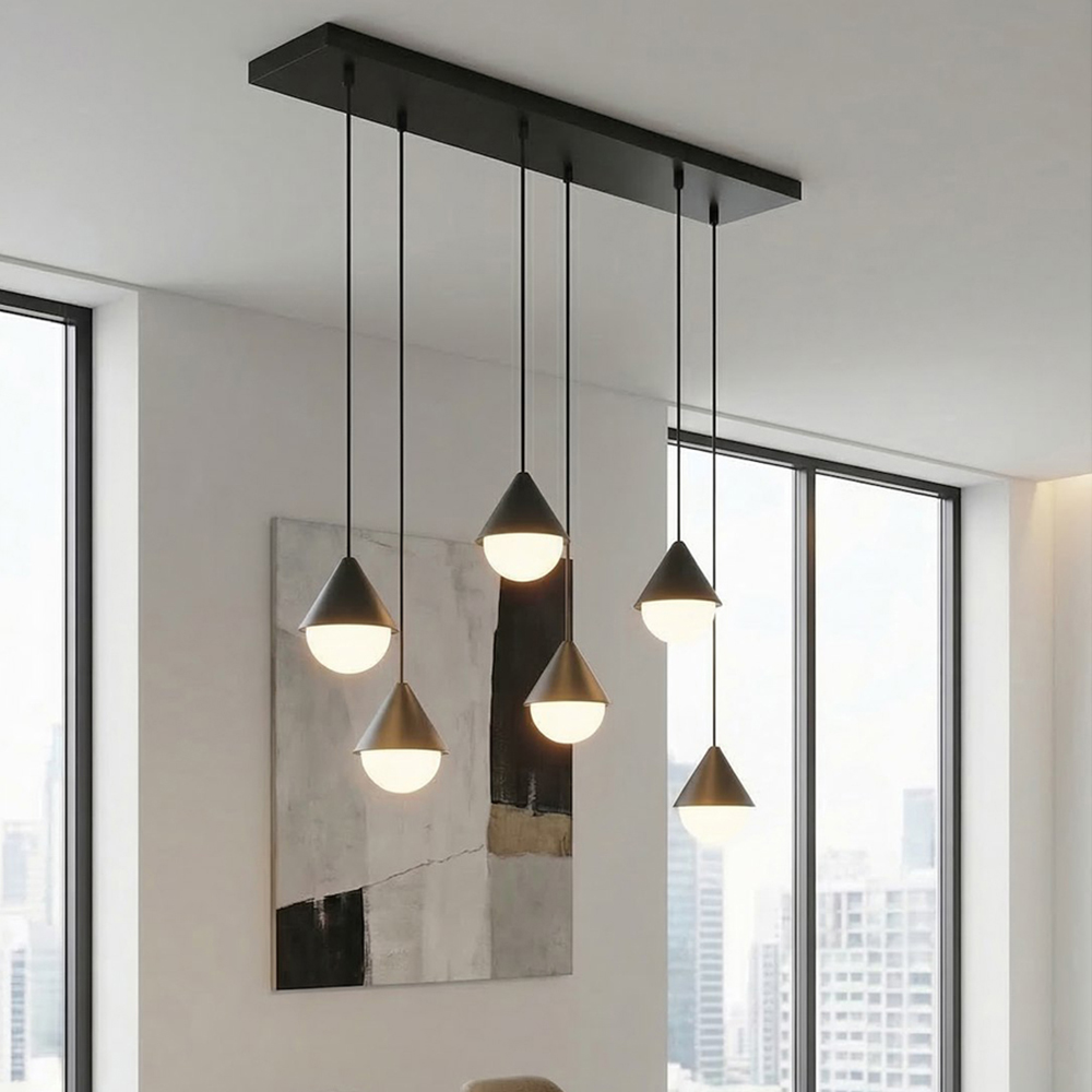 Emibig Giro 6 Light Ring-Shaped Shade Black G9 Ceiling Pendant Light Image 2