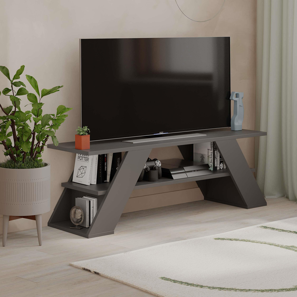 Decortie Farfalla Single Shelf Anthracite Modern TV Unit Image 5