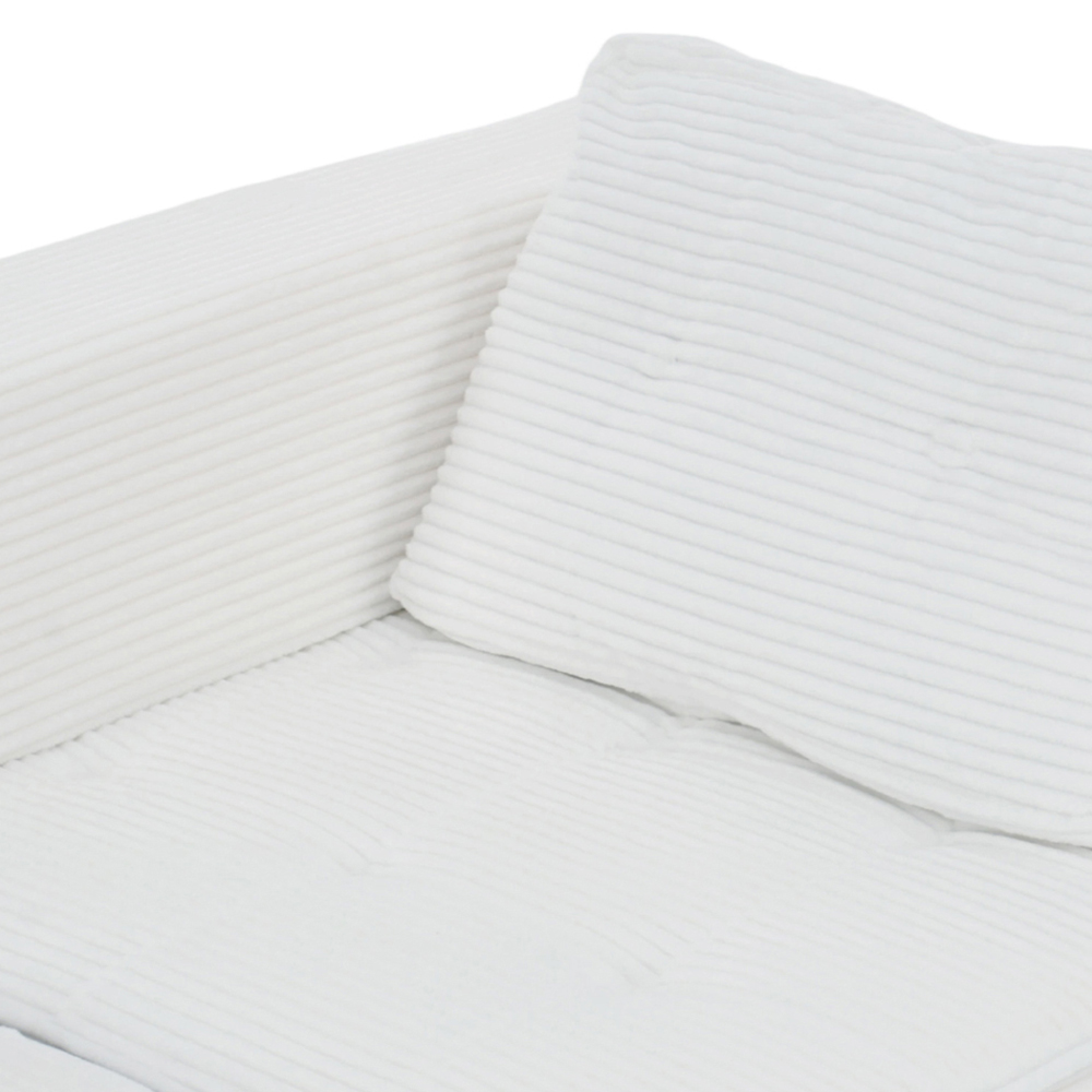 Living and Home Single Seater White Foldable Corduroy Upholstered Sofa Bed Image 3