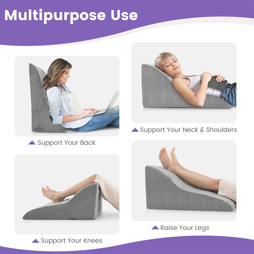 Costway Grey Curved Wedge Design Sleeping Pillow Image 7