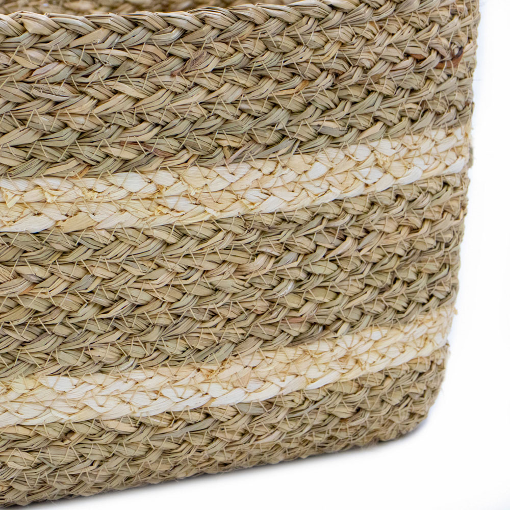 JVL Palma Large Maize Natural Rectangular Storage Basket with Handle Image 4
