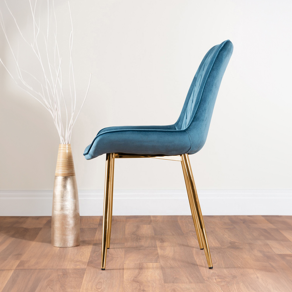 Furniturebox Arona Cesano Marble Effect 6 Seater Dining Set White Gold and Blue Image 4