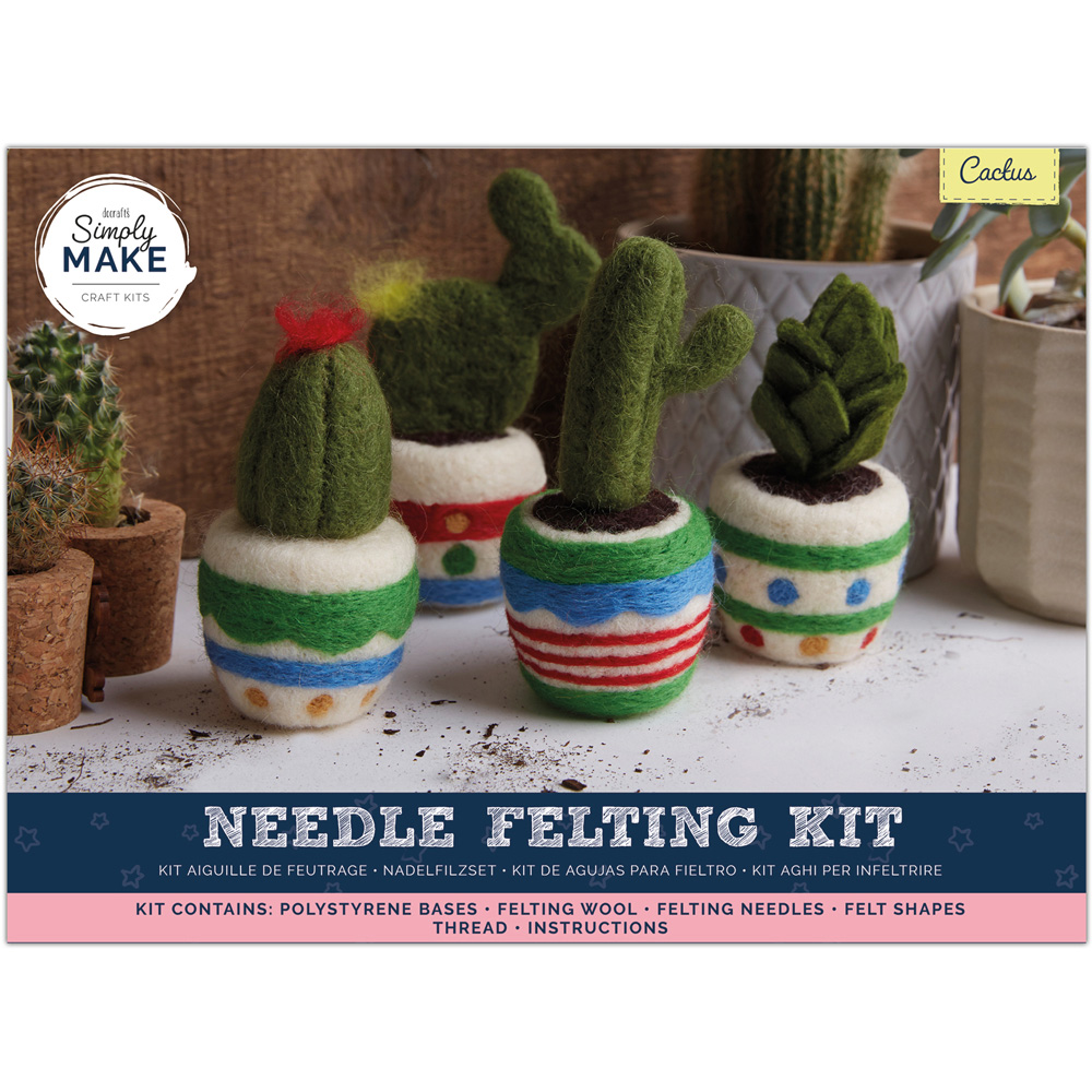 Simply Make Multicoloured Cactus Needle Felting Craft Kit 4 Pack Image 6