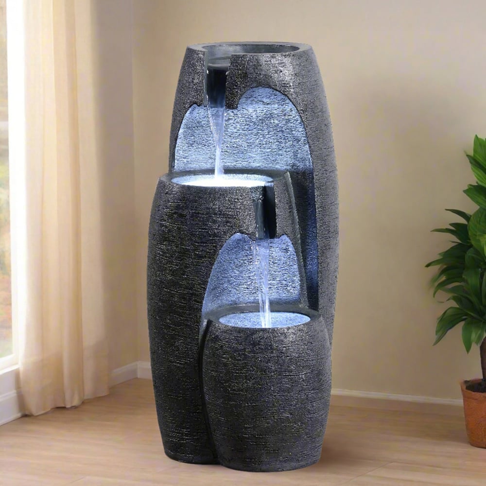 Teamson Home Black Modern 3-Tier Cascading Urn Outdoor Fountain 28 inch Image 7