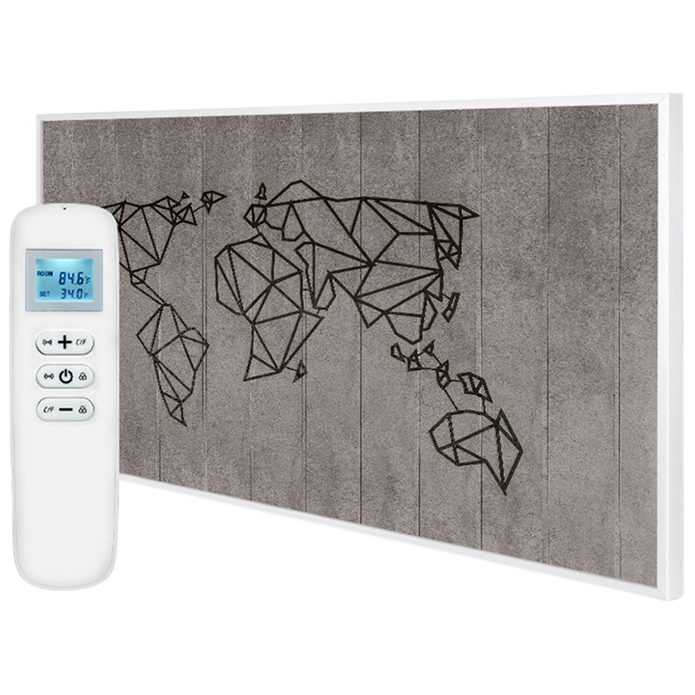 Mirrorstone Nexus World Map Picture Wi-Fi Infrared Heating Panel 580W 595 x 995mm Image 1