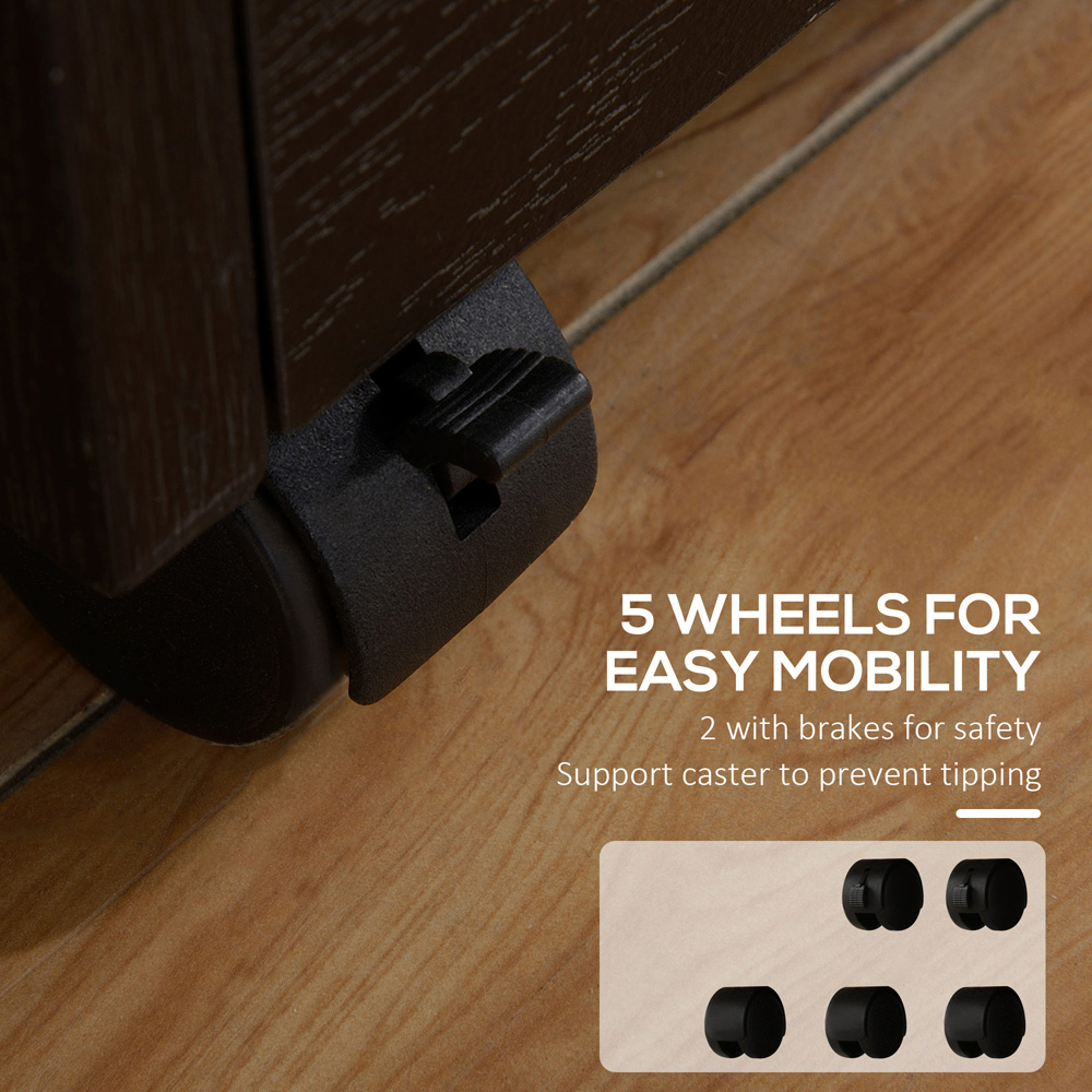 HOMCOM 3 Drawer Black Lockable Mobile Filing Cabinet Image 5