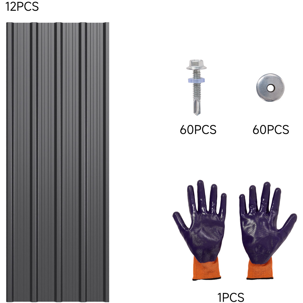 Living and Home 120 x 45cm Grey Galvanised Steel Roofing Sheet 12 Pack Image 6