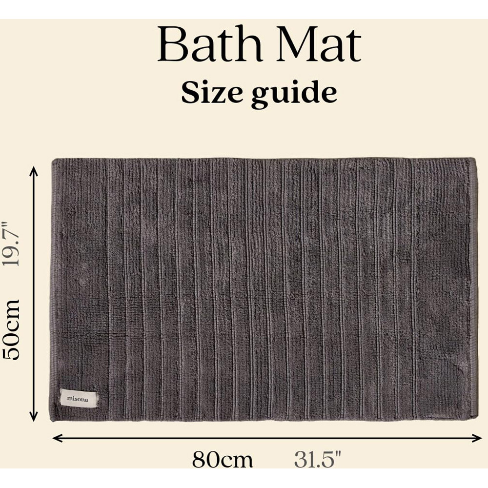 Misona Dark Grey Organic Cotton Bath Mat 50 x 80cm Image 5