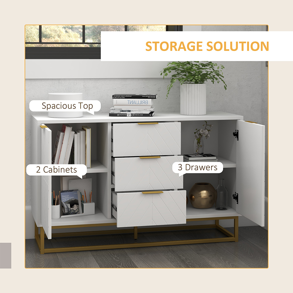 Portland 2 Door 3 Drawer White Modern Freestanding Storage Cabinet Image 4
