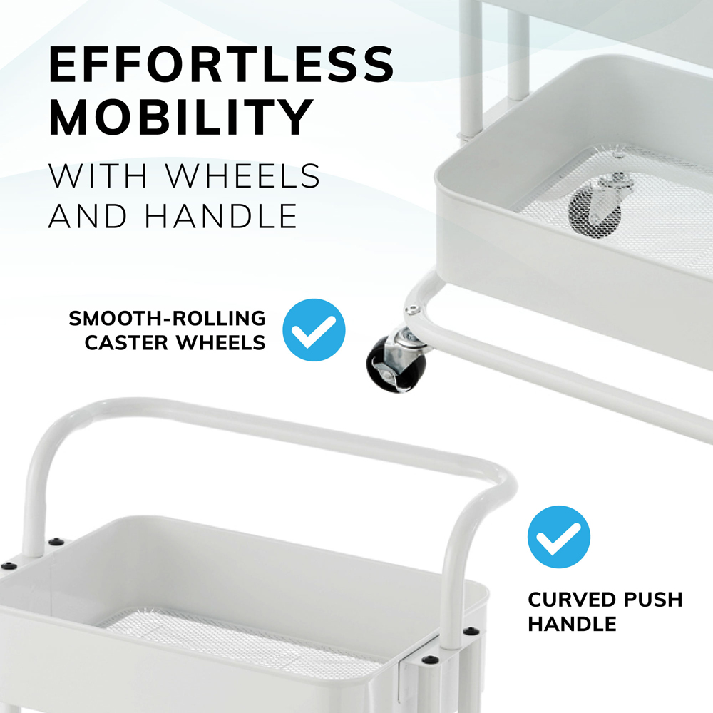 House of Home 3 Tier White Storage Cart with Wheels Image 6