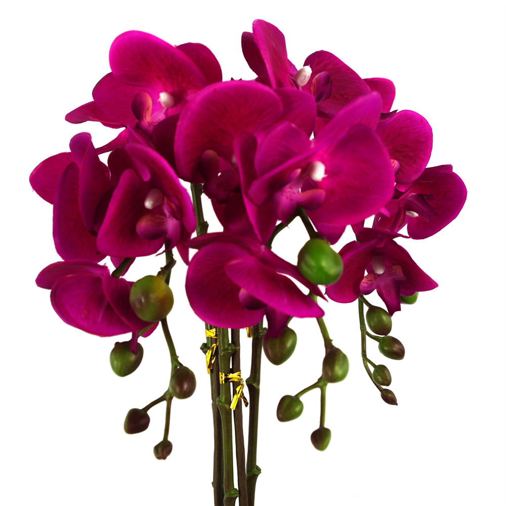 Leaf Large Dark Pink Orchid Artificial Plant with Silver Pot 52cm Image 2
