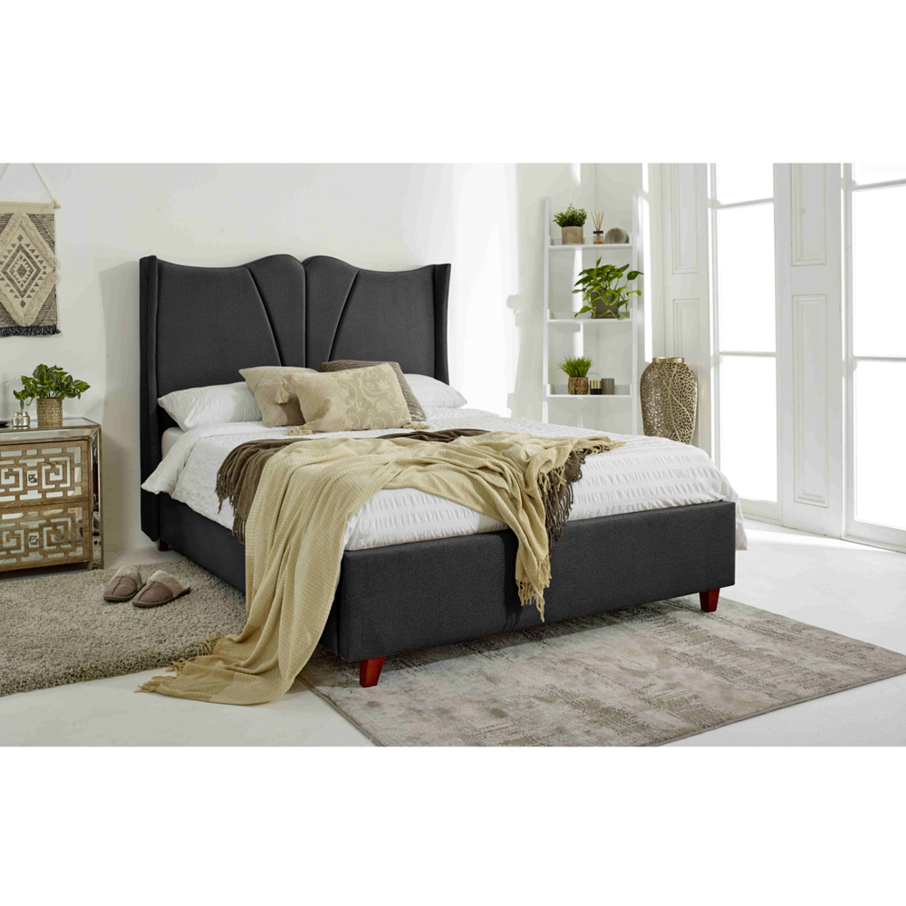 Eleganza Florentine King Size Steel Arlington Fabric Bed Frame with Winged Headboard Image 6