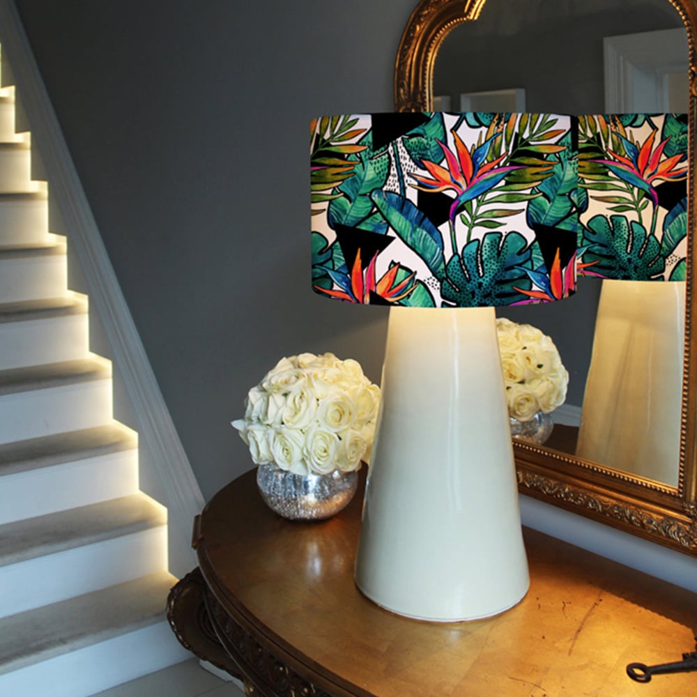 Benjamin Tate Design Big Contoured Tropical Leaves and Flowers Lamp Shade Image 6
