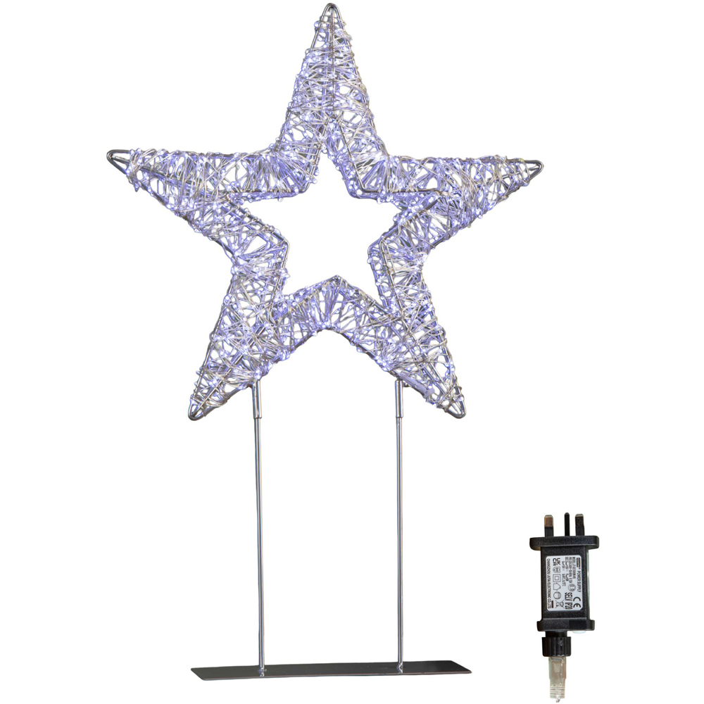 Samuel Alexander 720 White LED Light-Up Twinkling Silver Christmas Star with Metal Stand 45cm Image 2