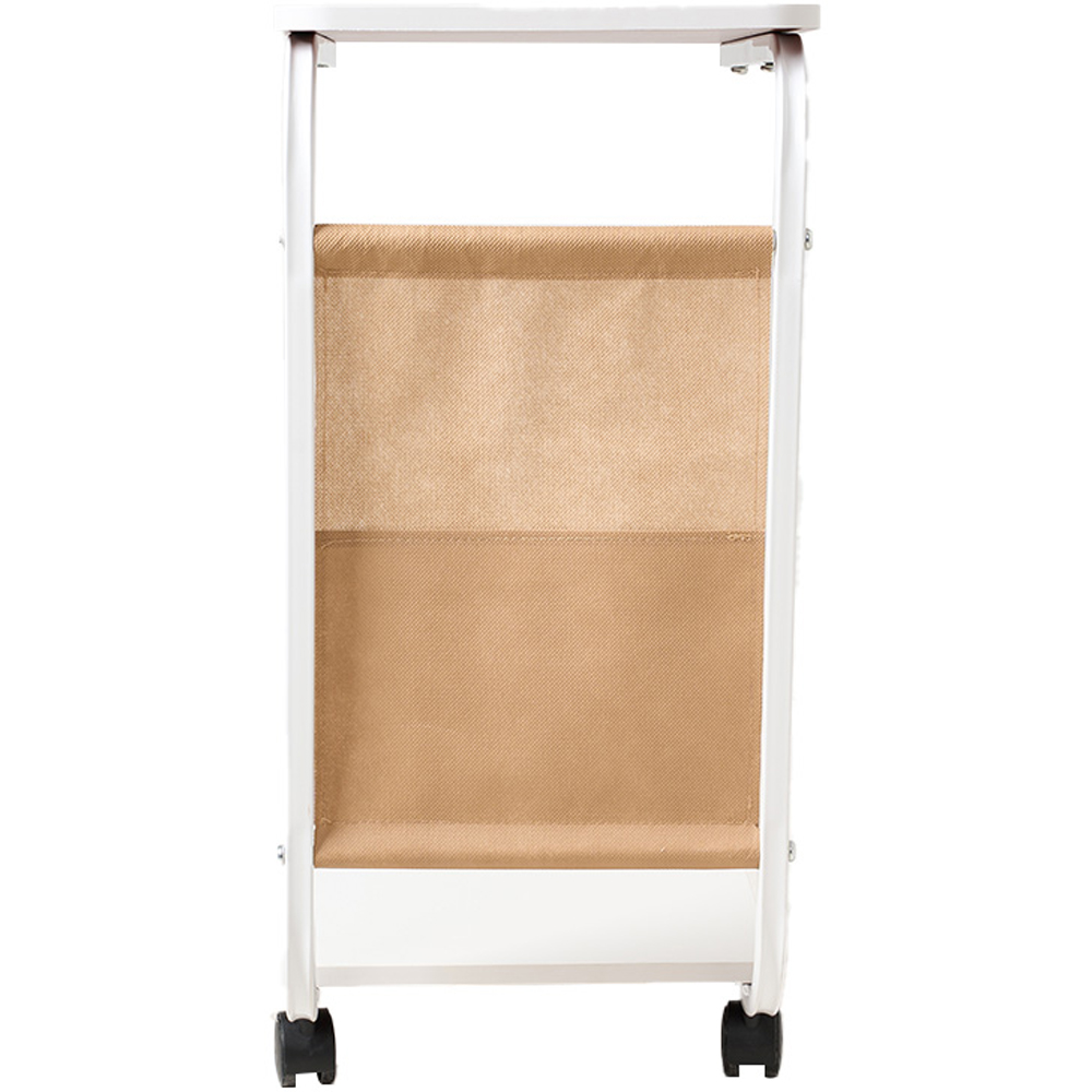 Living and Home White C-Shape Side Table with Lockable Castors Image 4