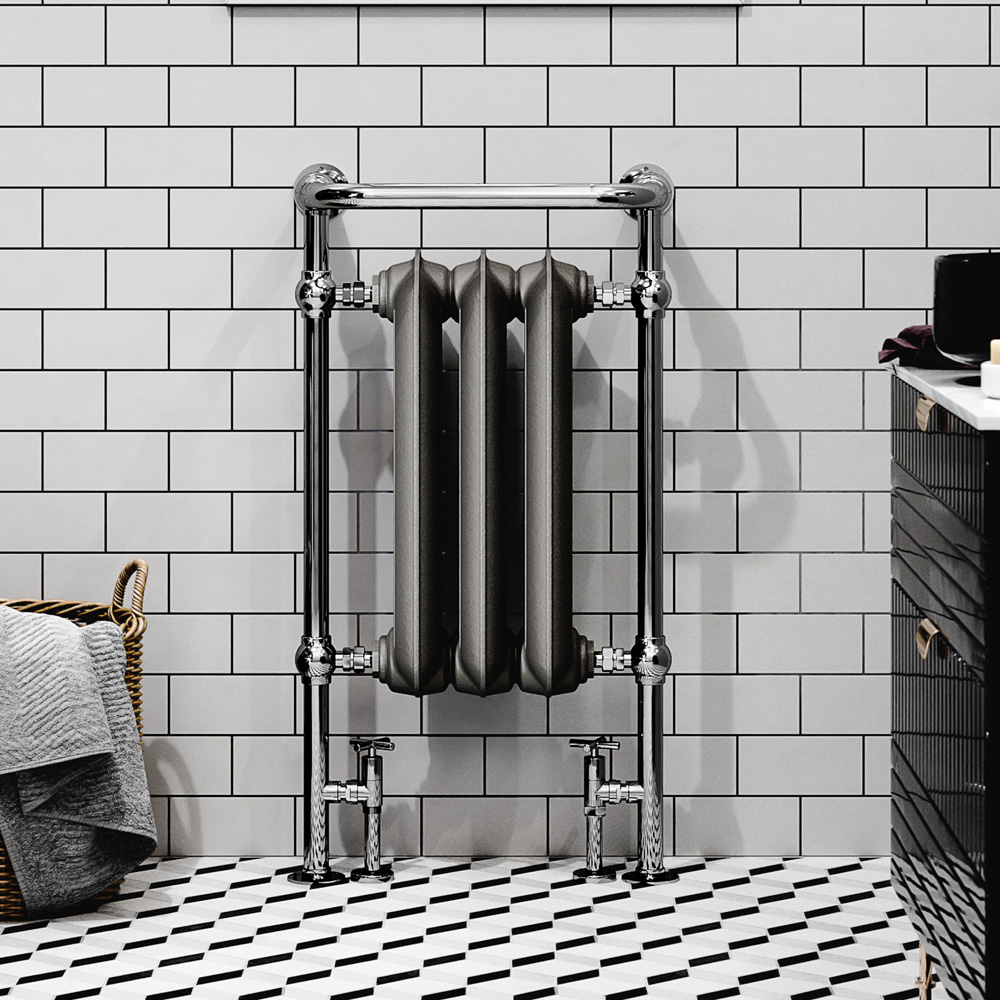 Terma 1217BTU Raw Metal and Chrome Heated Towel Rail 900 x 490mm Image 2