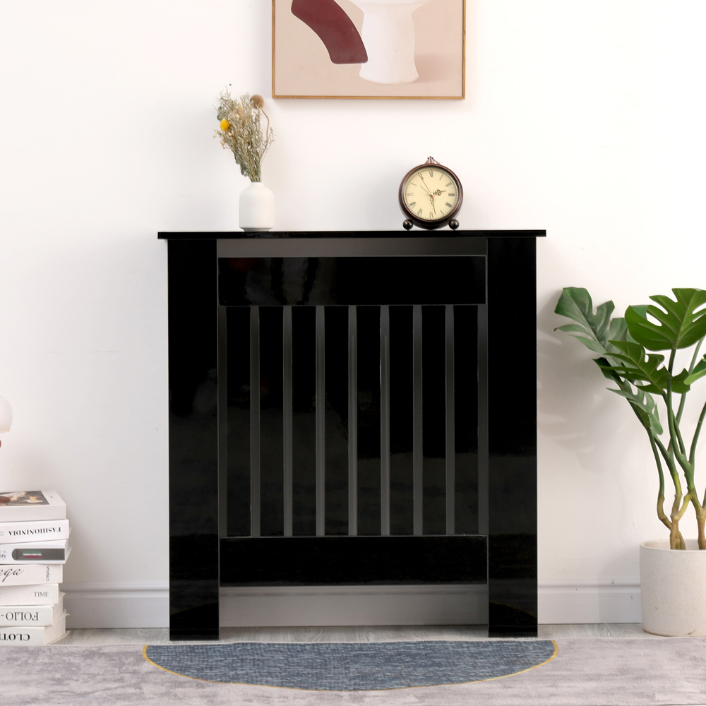 Portland Vertical Slat High Gloss Black Radiator Cover Small Image 7