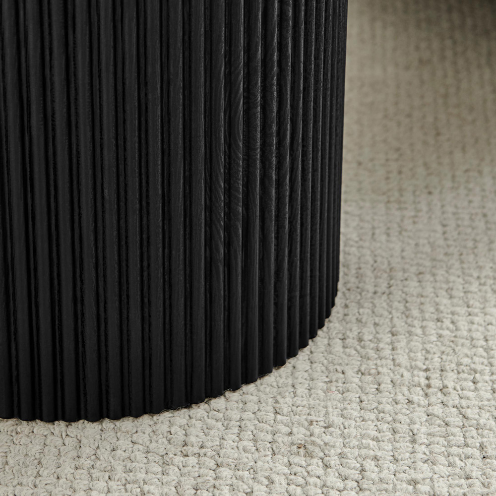Furniturebox Penfold Black Round Wooden Pedestal Side Table Image 3