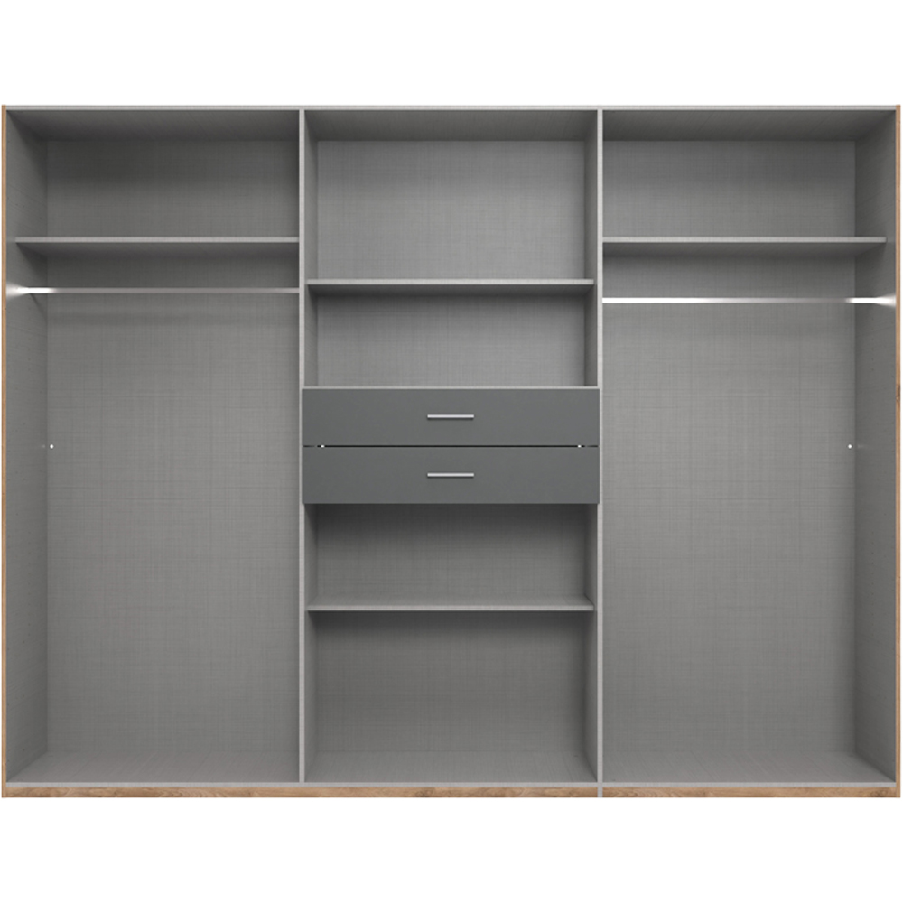 TJ'S Roma 6 Door 2 Drawer White and Planked Oak Wardrobe Image 3