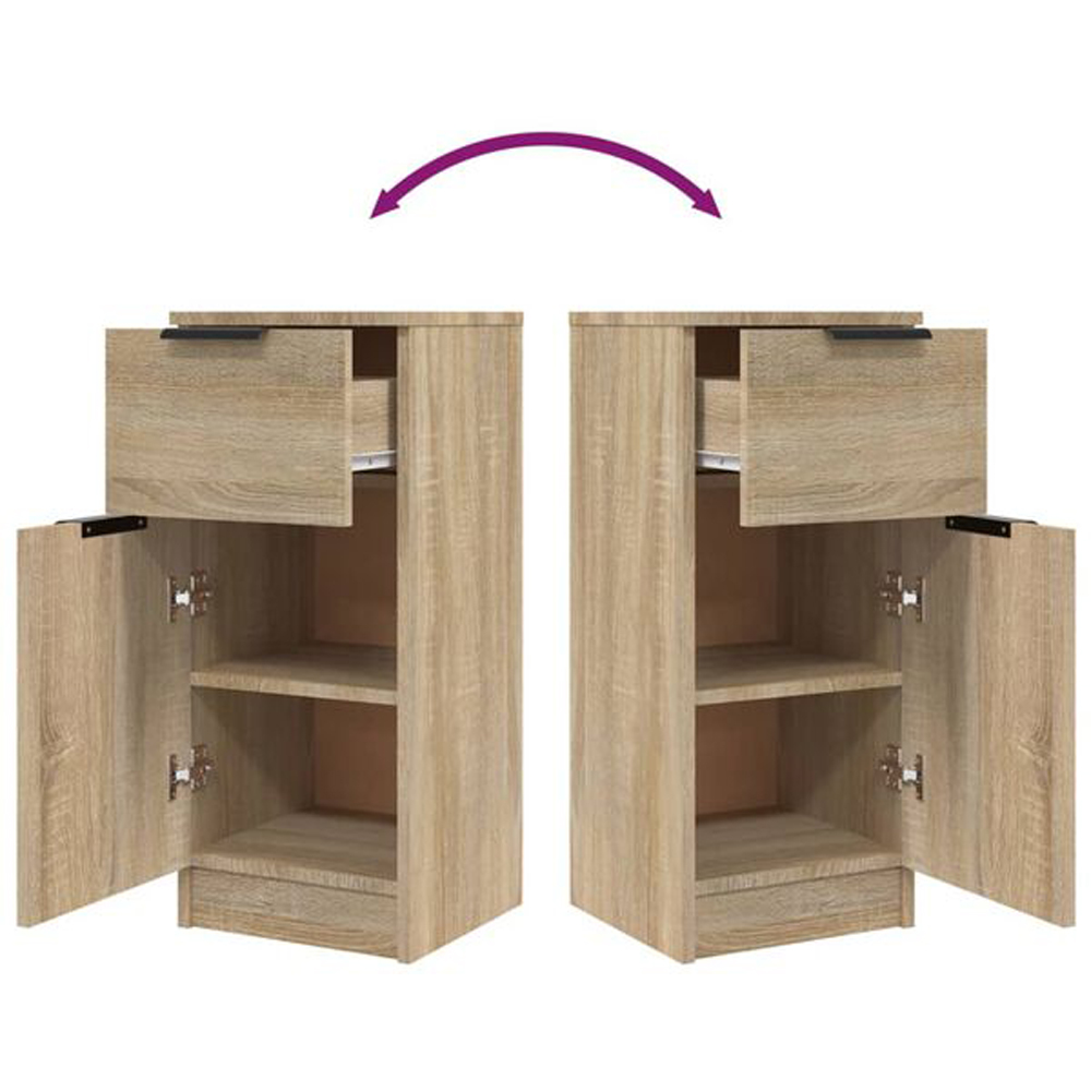 vidaXL Single Door Single Drawer Sonoma Oak Sideboard Set of 2 Image 5