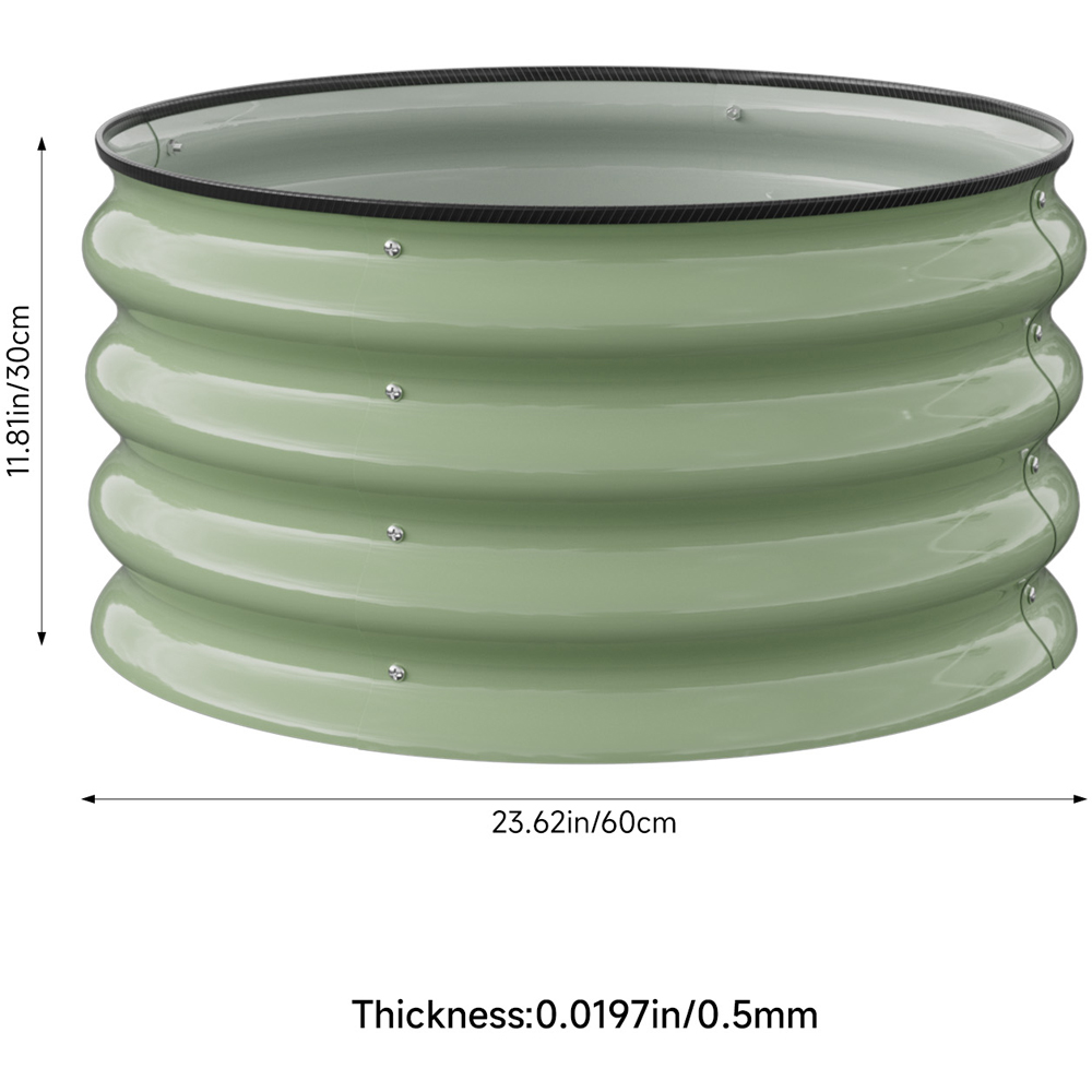 Living and Home Green Round Metal Raised Garden Bed with Open Bottom 60 x 30cm Image 8