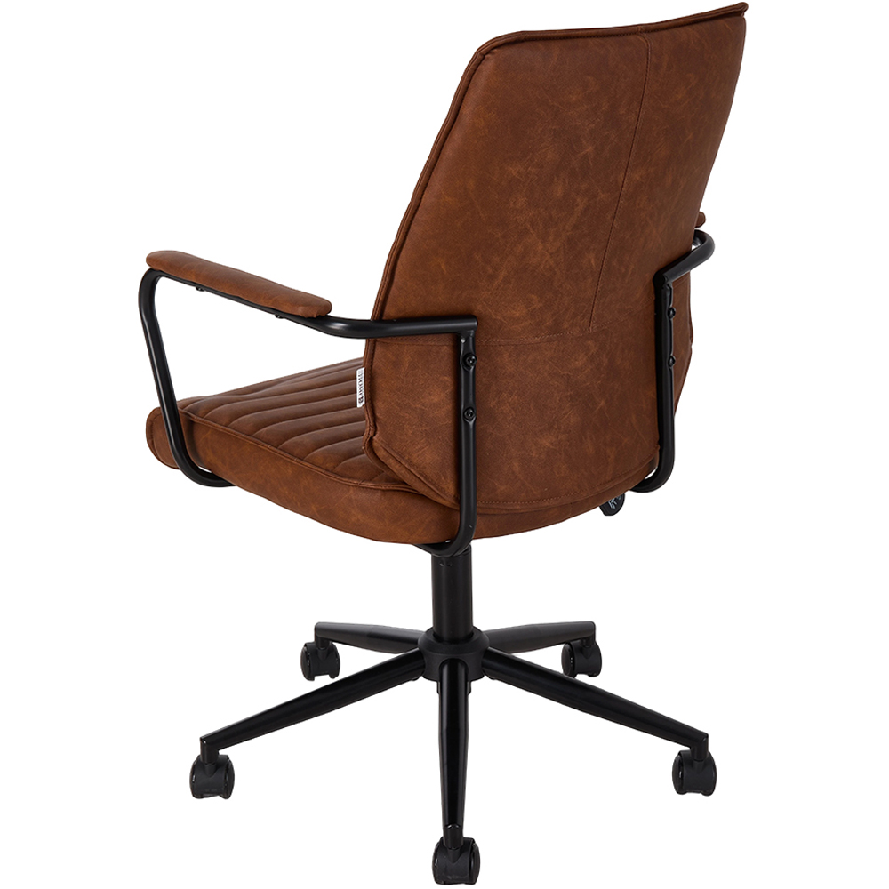 Living and Home Brown PU Leather Swivel and Adjustable High Back Retro Office Chair Image 4