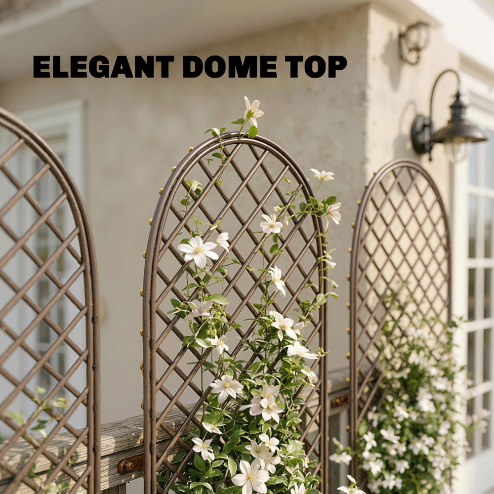 Outsunny 4 x 1ft Natural Wicker Garden Arch Trellis with Dome Top Set of 3 Image 7