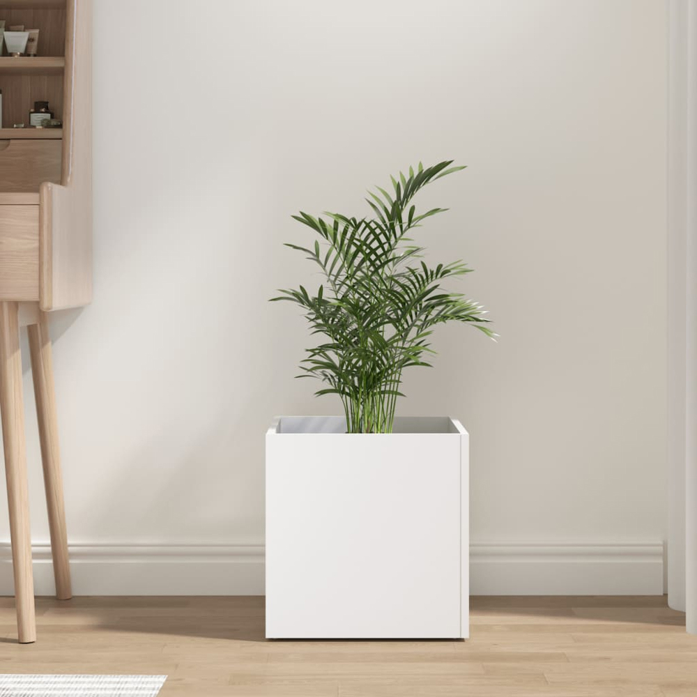 vidaXL White Engineered Wood Planter Box 40 x 40 x 40cm Image 2