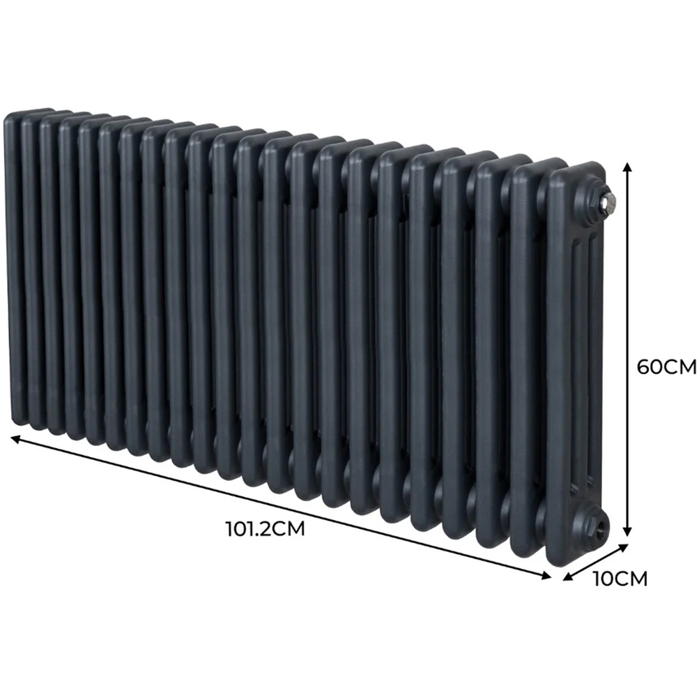 Monster Shop 5292 BTU Anthracite Grey Traditional 3 Column Radiator 600 x 1012mm Image 6