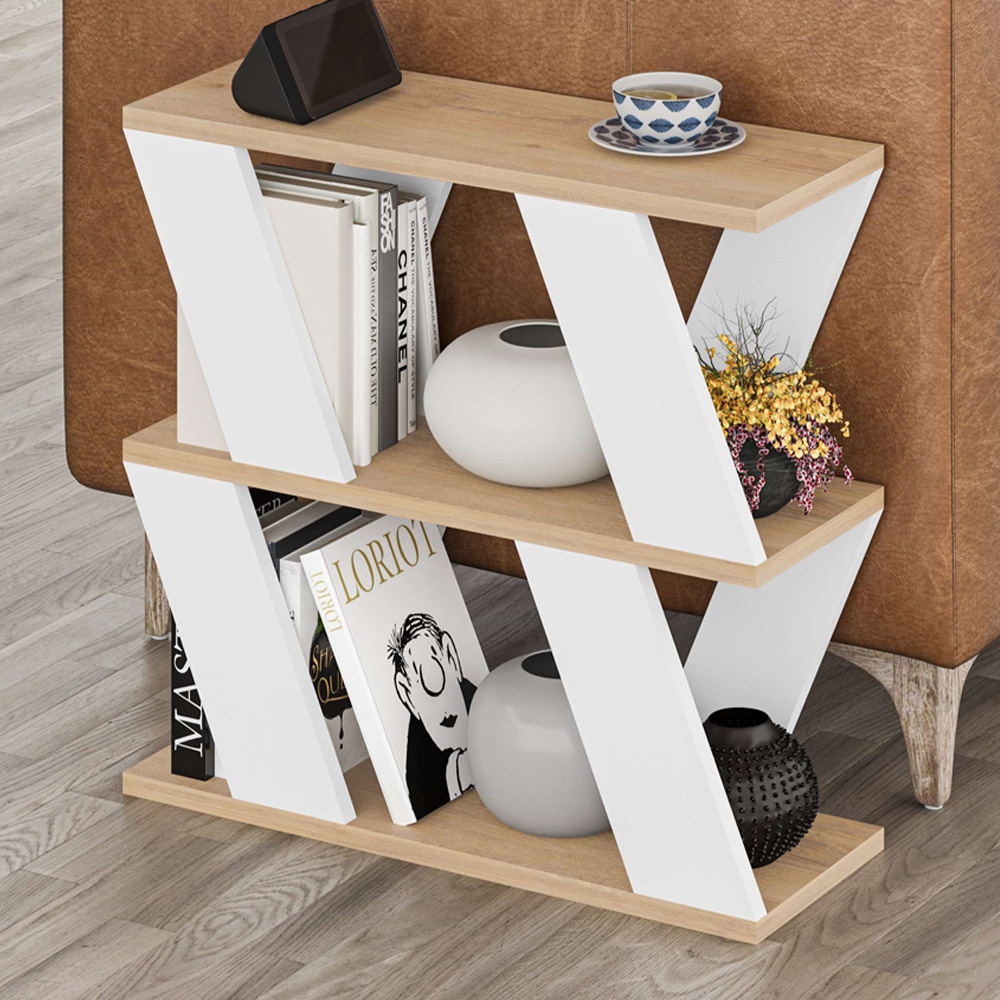 Decortie Lazena Oak and White Multipurpose Side End Coffee Table Image 1