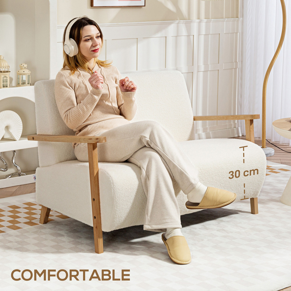 HOMCOM 2 Seater Cream Fabric Sofa Image 8