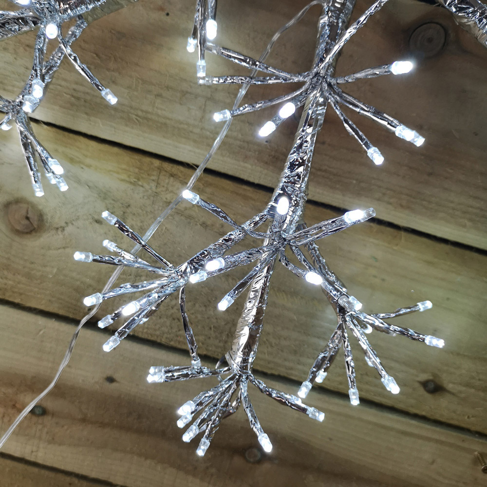 Premier 300 White LED Silver Starburst Snowflake Light 60cm Image 5