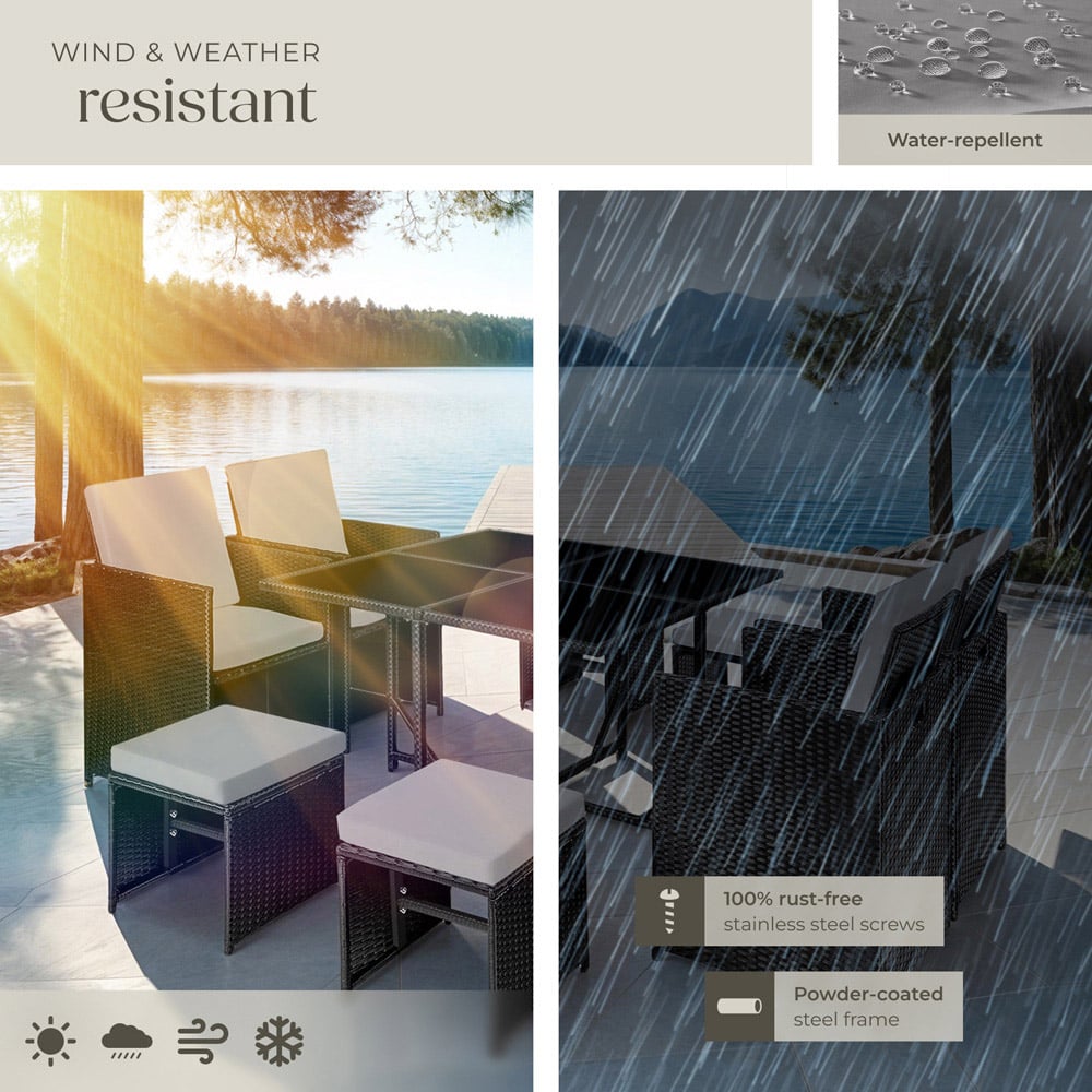 tectake Bilbao 8 Seater Garden Dining Table with Rain Cover Black and Grey Image 7