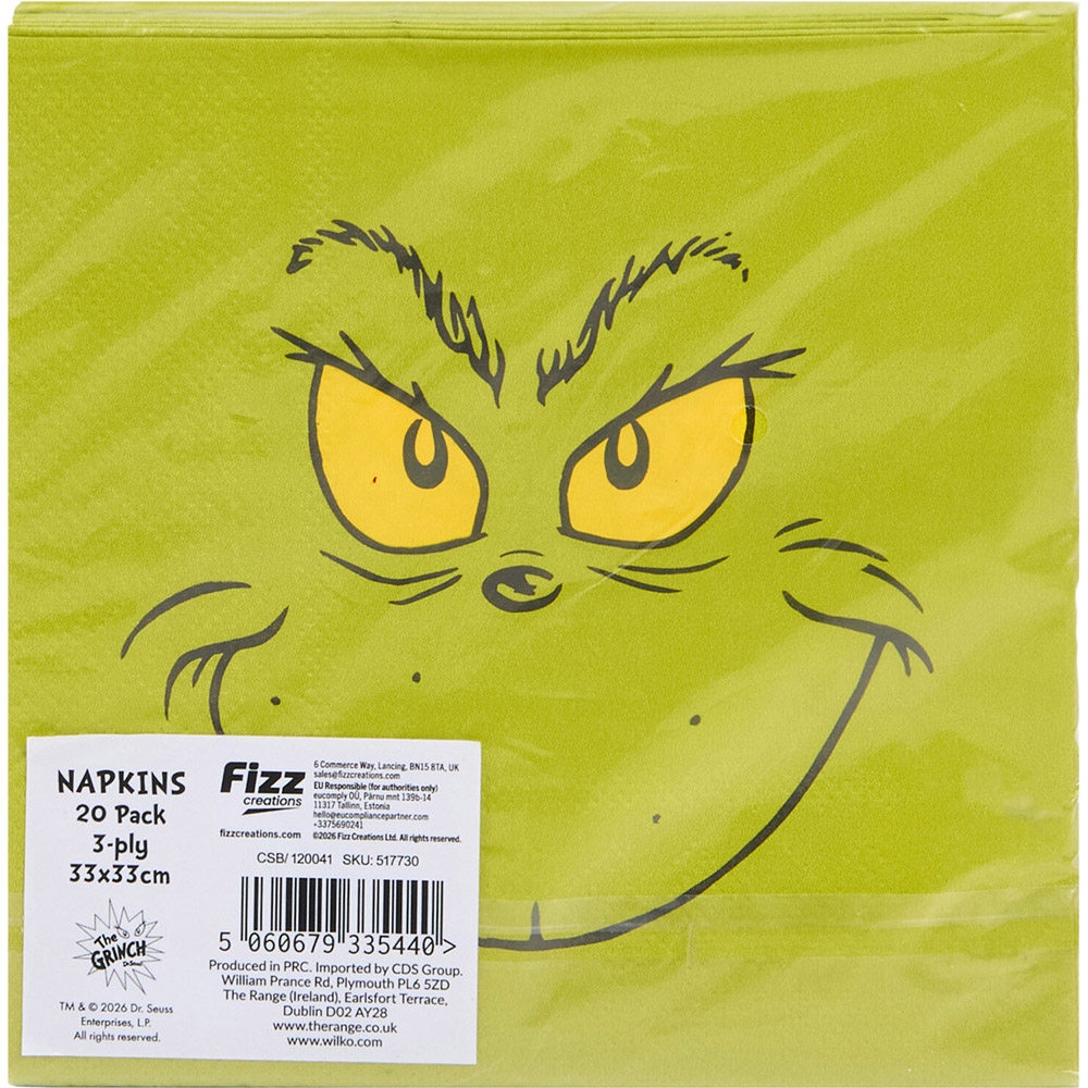 Pack of 20 Grinch Napkins Green Image 2