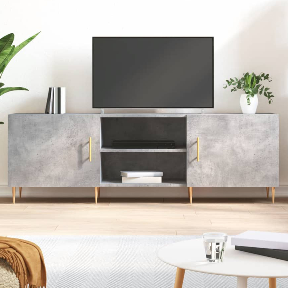 vidaXL 2 Door 2 Shelf Concrete Grey TV Cabinet Image 1